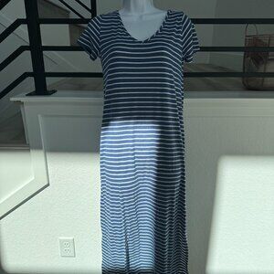 Blue and White striped Maxi Dress